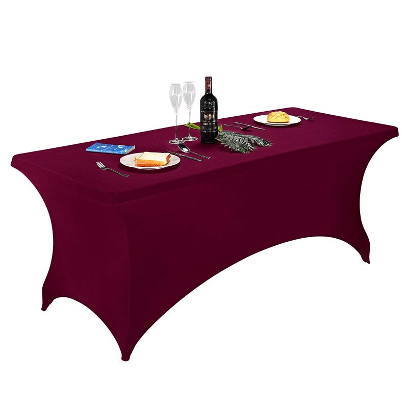 LZY Spandex Fitted Stretch Table Cover for 6 ft or 4ft or 8ft Folding Table, Rectangular Cocktail Tablecloth, Perfect for Party or Banquet - Image 1